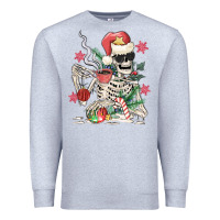 Heather Grey skeleton santa Premium Sweatshirt - MaliasSmallBusiness