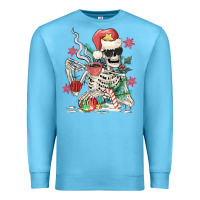 Ocean Blue skeleton santa Premium Sweatshirt - MaliasSmallBusiness