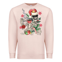 Pale Pink skeleton santa Premium Sweatshirt - MaliasSmallBusiness