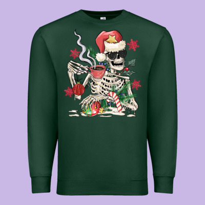 Skeleton Santa Premium Sweatshirt Designed By Maliassmallbusiness
