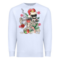 White skeleton santa Premium Sweatshirt - MaliasSmallBusiness