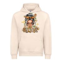 Sandshell Silver White Believe Praying Caucasian Messy Bun Urban Hoodie - texasbilliewilder
