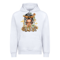 White Silver White Believe Praying Caucasian Messy Bun Urban Hoodie - texasbilliewilder