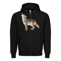 Black Howling Coyote Zipper Hoodie - LillyAllenDesigns