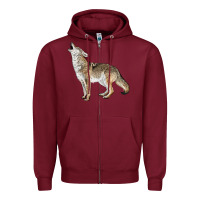 Burgundy Howling Coyote Zipper Hoodie - LillyAllenDesigns