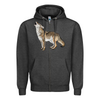 Charcoal Heather Howling Coyote Zipper Hoodie - LillyAllenDesigns