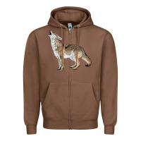 Chestnut Howling Coyote Zipper Hoodie - LillyAllenDesigns