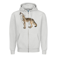 Dove Grey Howling Coyote Zipper Hoodie - LillyAllenDesigns