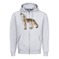 Heather Grey Howling Coyote Zipper Hoodie - LillyAllenDesigns