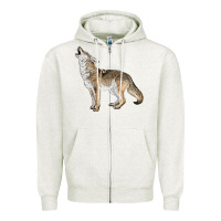 Oatmeal Heather Howling Coyote Zipper Hoodie - LillyAllenDesigns