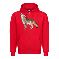 Red Howling Coyote Zipper Hoodie - LillyAllenDesigns