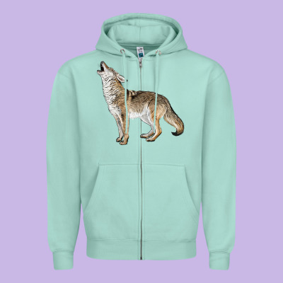 Howling Coyote Zipper Hoodie Designed By Lillyallendesigns