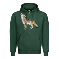 Sports Green Howling Coyote Zipper Hoodie - LillyAllenDesigns