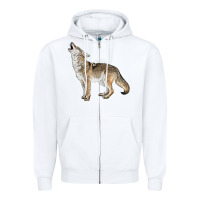 White Howling Coyote Zipper Hoodie - LillyAllenDesigns