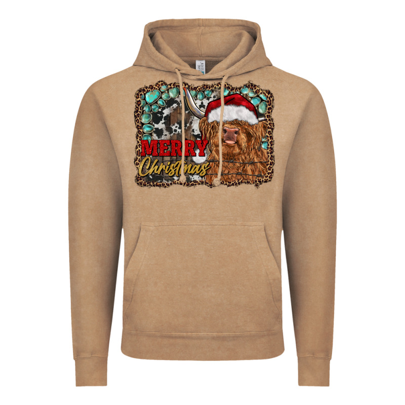 Merry Christmas Highland Cow Vintage Hoodie by RanaPortraitStore | Teevron