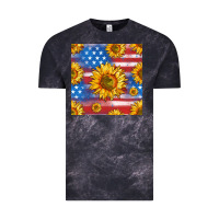 Cloud Black sunflowers american flag seamless pattern Vintage Tee - HRA Design Shop