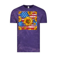 Cloud Purple sunflowers american flag seamless pattern Vintage Tee - HRA Design Shop