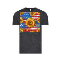 Vintage Black sunflowers american flag seamless pattern Vintage Tee - HRA Design Shop