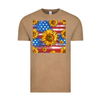 Vintage Coffee sunflowers american flag seamless pattern Vintage Tee - HRA Design Shop
