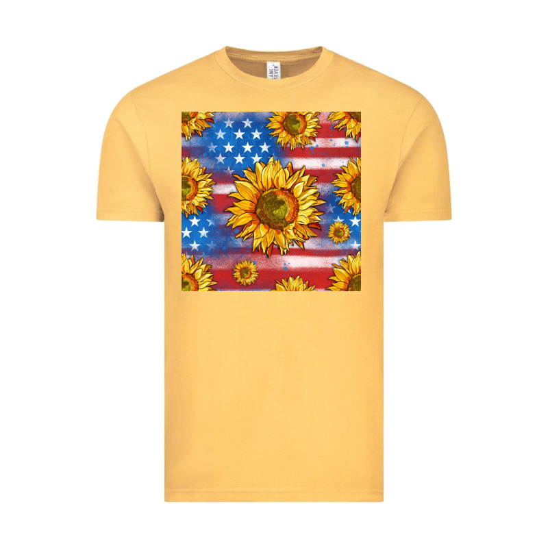 Sunflowers American Flag Seamless Pattern Vintage Tee by HRA Design Shop | Teevron
