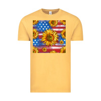 Vintage Mustard sunflowers american flag seamless pattern Vintage Tee - HRA Design Shop