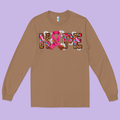 Hope And Cancer Ribbon Long Sleeve Tee Designed By Adodesignshop