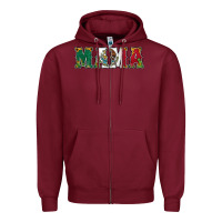 Burgundy mexican flag mama Zipper Hoodie - Jasminsmagicworld