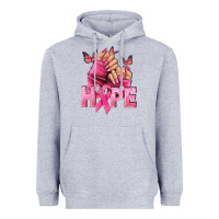 Heather Grey Hope Breast Cancer Caucasian hand nails Heavyweight Hoodie - NancyCooperArtShop