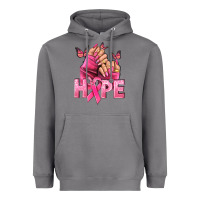 Hope Breast Cancer Caucasian Hand Nails Heavyweight Hoodie | Teevron