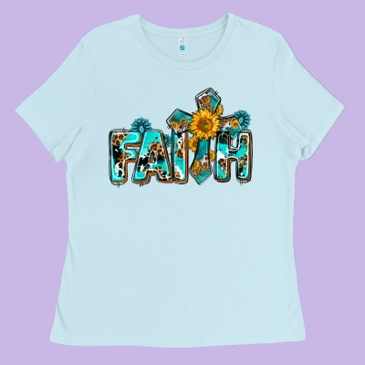 Faith With Cross Ado Ladies Tee Designed By Adodesignshop