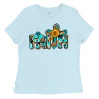 Baby Blue faith with cross ado Ladies Tee - AdoDesignShop