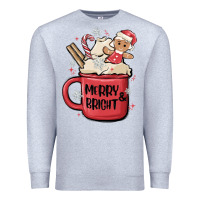 Heather Grey merry and bright Premium Sweatshirt - MaliasSmallBusiness
