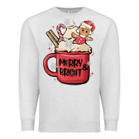 Oatmeal Heather merry and bright Premium Sweatshirt - MaliasSmallBusiness