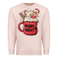 Pale Pink merry and bright Premium Sweatshirt - MaliasSmallBusiness