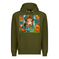 Army Green Western Fall Cow Premium Hoodie - LillyAllenDesigns