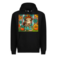 Black Western Fall Cow Premium Hoodie - LillyAllenDesigns