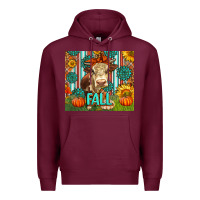 Burgundy Western Fall Cow Premium Hoodie - LillyAllenDesigns