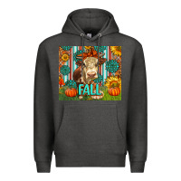 Charcoal Heather Western Fall Cow Premium Hoodie - LillyAllenDesigns