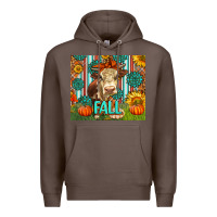 Coffee Western Fall Cow Premium Hoodie - LillyAllenDesigns