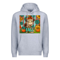 Heather Grey Western Fall Cow Premium Hoodie - LillyAllenDesigns