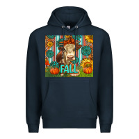 Navy Western Fall Cow Premium Hoodie - LillyAllenDesigns