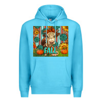 Ocean Blue Western Fall Cow Premium Hoodie - LillyAllenDesigns