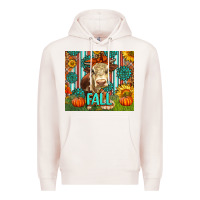 Pale Pink Western Fall Cow Premium Hoodie - LillyAllenDesigns