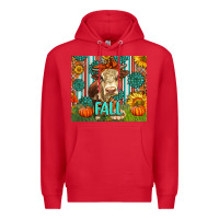 Red Western Fall Cow Premium Hoodie - LillyAllenDesigns