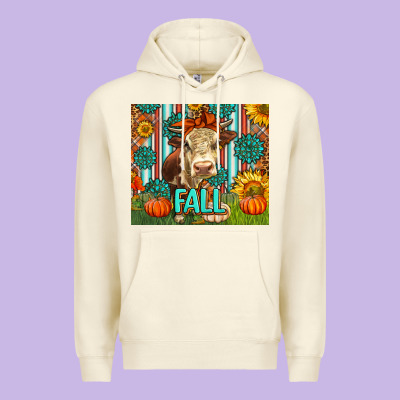 Western Fall Cow Premium Hoodie Designed By Lillyallendesigns