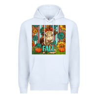 White Western Fall Cow Premium Hoodie - LillyAllenDesigns