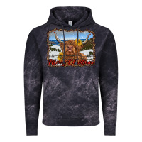 Cloud Black merry christmas highland cow with farm Vintage Hoodie - RanaPortraitStore