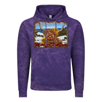 Cloud Purple merry christmas highland cow with farm Vintage Hoodie - RanaPortraitStore
