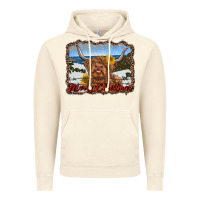 Vintage Artic merry christmas highland cow with farm Vintage Hoodie - RanaPortraitStore