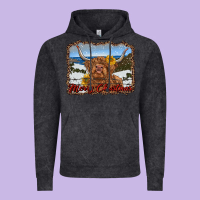 Merry Christmas Highland Cow With Farm Vintage Hoodie Designed By Ranaportraitstore